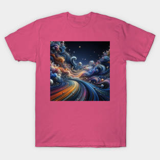 Flowing liquid creates vibrant wave pattern design T-Shirt